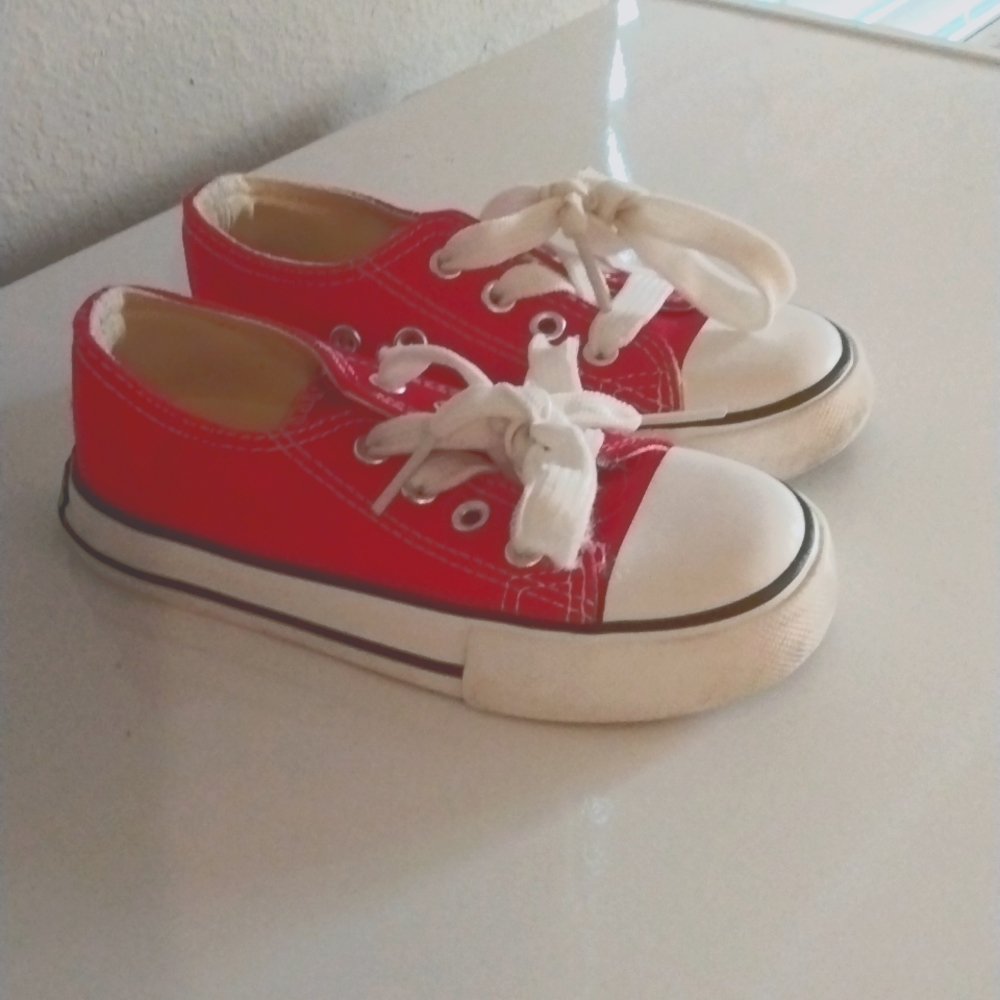 All red ♥️ converse style toddler shoes